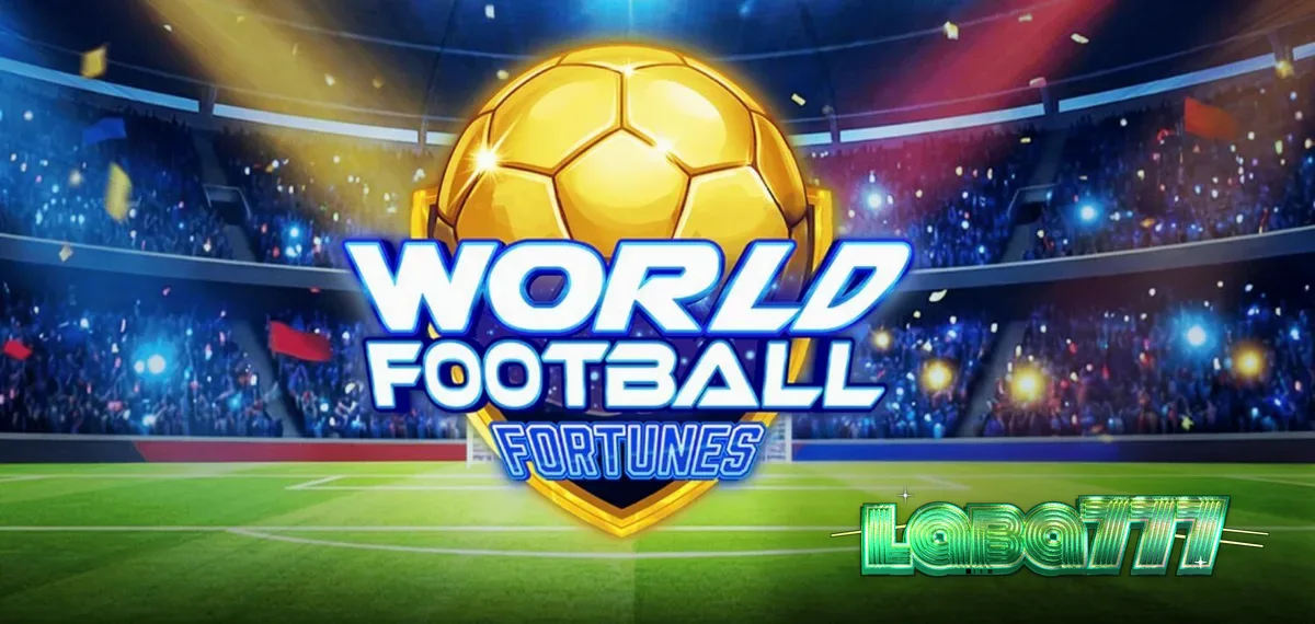 Tampilan visual slot World Football Fortunes dengan latar belakang stadion sepak bola